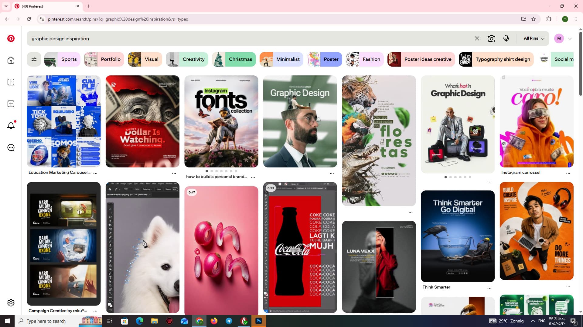 نتایج جست‌وجوی ایده طراحی گرافیک در Pinterest